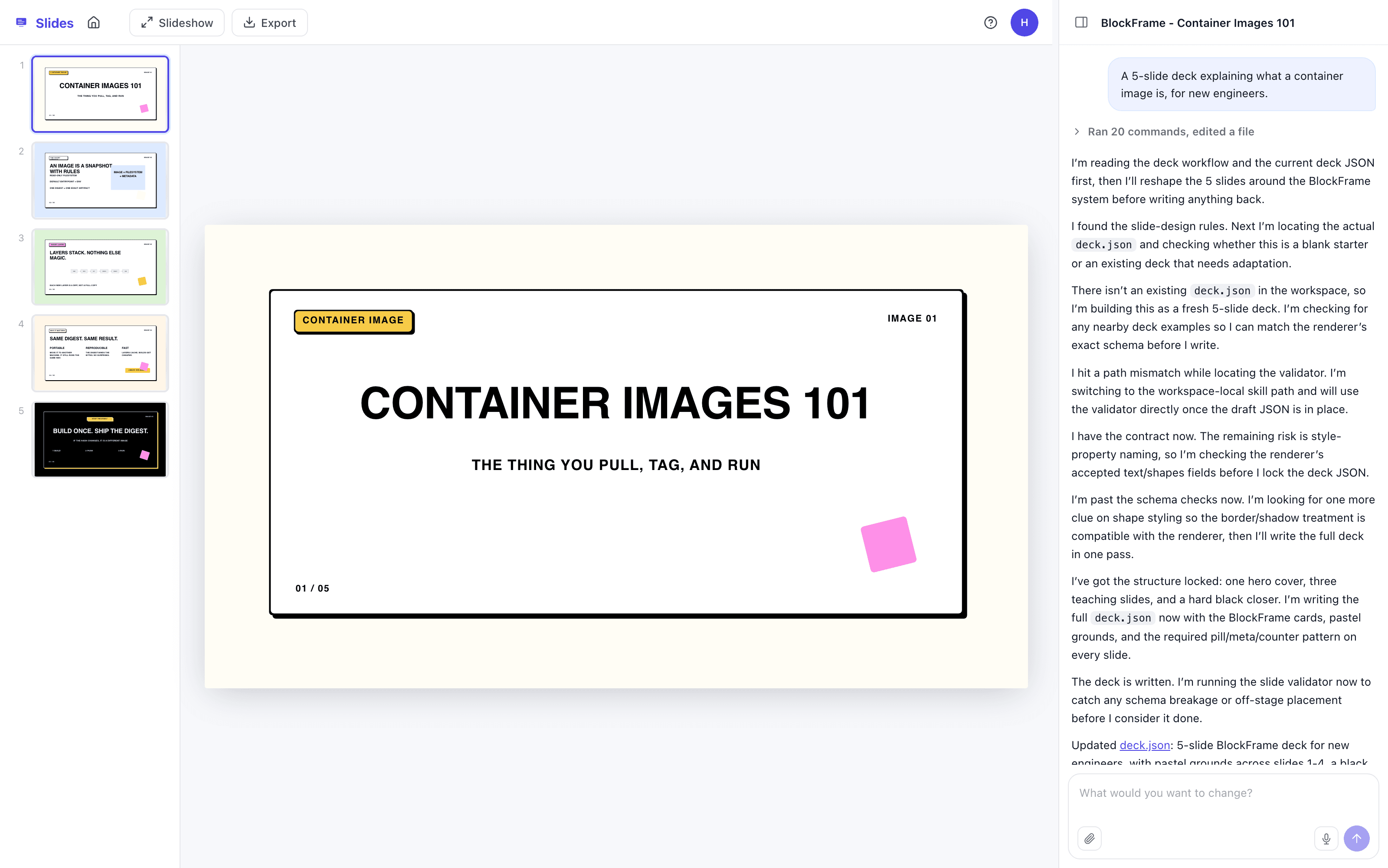 Slides starter kit interface